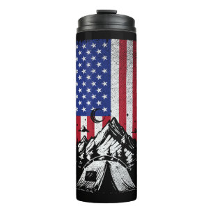 Grappige Camping Wandelen Lover Amerikaanse vlag Thermosbeker