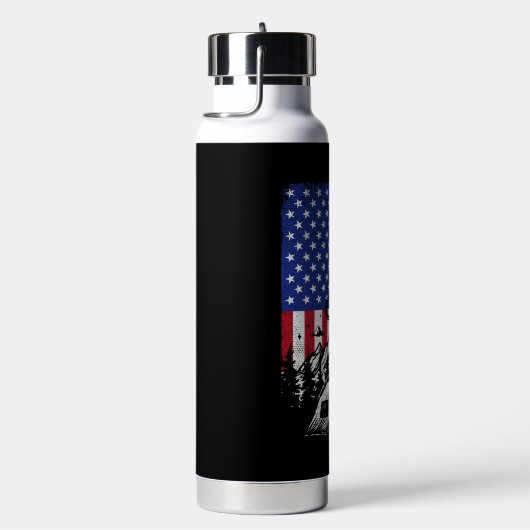 Grappige Camping Wandelen Lover Amerikaanse vlag Waterfles (Rechts)