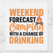 Grappige camping weersvoorspelling wijn etiket (Enkel label)
