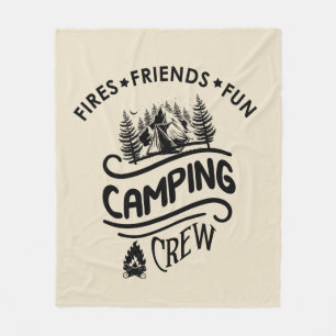 Grappige campingcrew slogan camper vrienden fleece deken