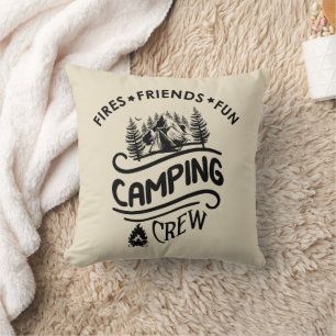Grappige campingcrew slogan camper vrienden kussen