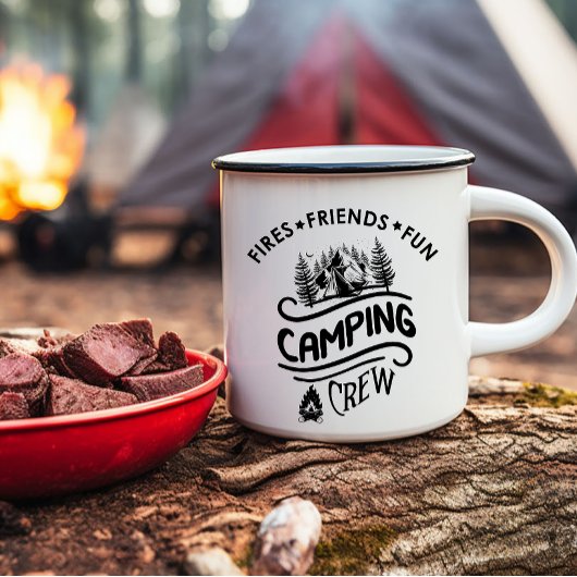 Grappige campingcrew slogan camper vrienden mok