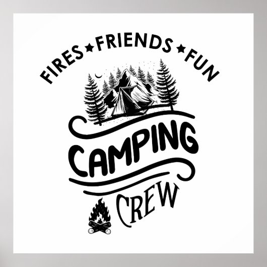 Grappige campingcrew slogan camper vrienden poster (Voorkant)