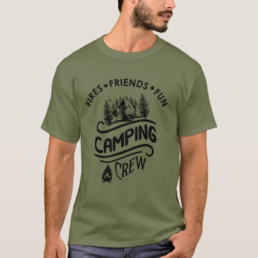 Grappige campingcrew slogan camper vrienden t-shirt (Voorkant)