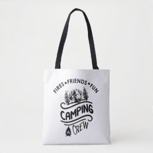 Grappige campingcrew slogan camper vrienden tote bag