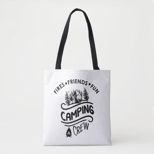 Grappige campingcrew slogan camper vrienden tote bag (Voorkant)