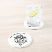 Grappige campingcrew slogan camper vrienden zandsteen onderzetter (Zijkant)