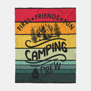 Grappige campingcrew slogan fun camper vrienden fleece deken