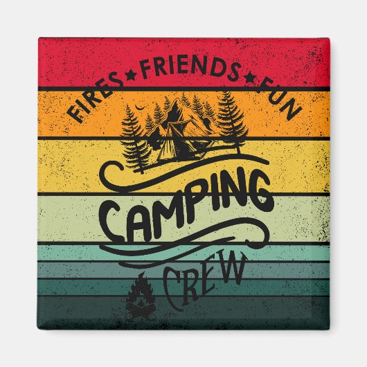 Grappige campingcrew slogan fun camper vrienden magneet (Voorkant)