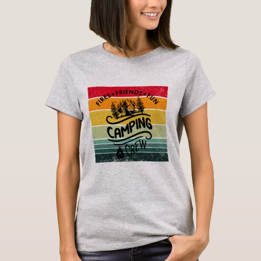 Grappige campingcrew slogan fun camper vrienden t-shirt (Voorkant)