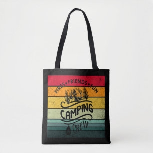 Grappige campingcrew slogan fun camper vrienden tote bag