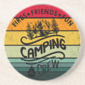 Grappige campingcrew slogan fun camper vrienden zandsteen onderzetter (Voorkant)