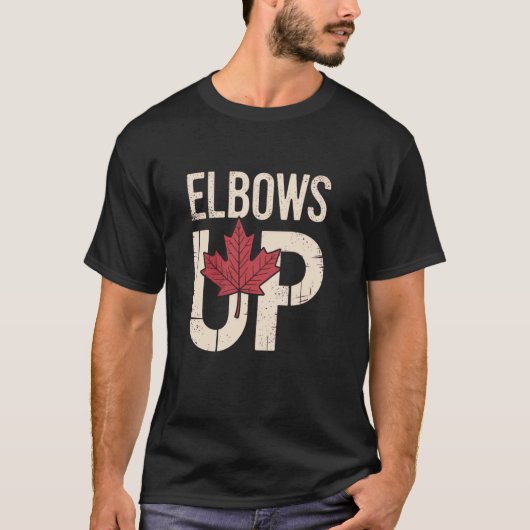 Grappige Canada Meme Ellebogen Omhoog T-shirt (Voorkant)