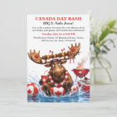 Grappige Canadese Eland Canada Day BBQ Zwembadfees Kaart (Staand voorkant)