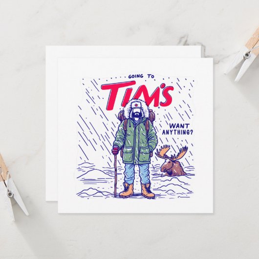 Grappige Canadese koffie Kaart (Voorkant / Achterkant in situ)