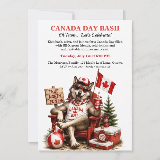 Grappige Canadese wolf Canada Day achtertuin BBQ-f Kaart (Voorkant)