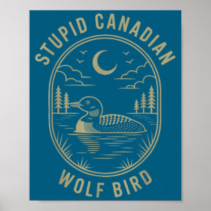 Grappige Canadese Wolfvogel Duiker Hockey Natuur Poster
