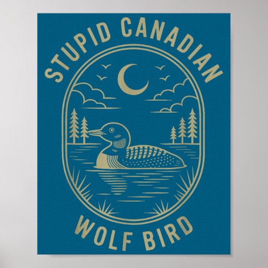 Grappige Canadese Wolfvogel Duiker Hockey Natuur Poster (Voorkant)