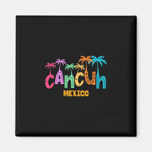 Grappige Cancun Mexico Palmboom Kleurrijke Typogra Magneet