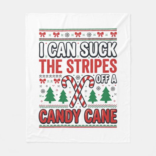 Grappige Candy Cane Kersttrui Fleece Deken (Voorkant)