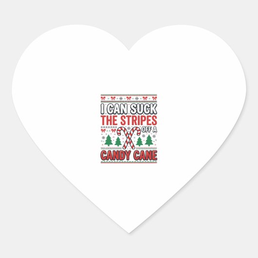 Grappige Candy Cane Kersttrui Hart Sticker (Voorkant)