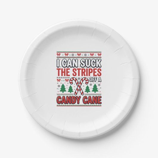 Grappige Candy Cane Kersttrui Papieren Bordje (Voorkant)