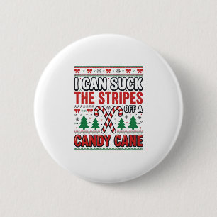 Grappige Candy Cane Kersttrui Ronde Button 5,7 Cm