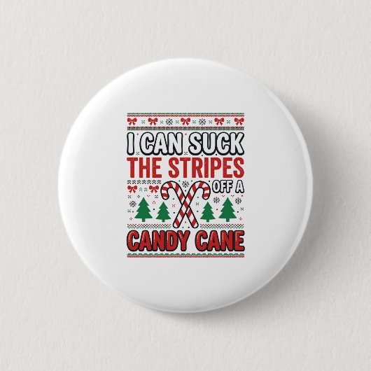 Grappige Candy Cane Kersttrui Ronde Button 5,7 Cm (Voorkant)