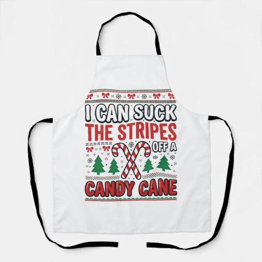 Grappige Candy Cane Kersttrui Schort (Voorkant)
