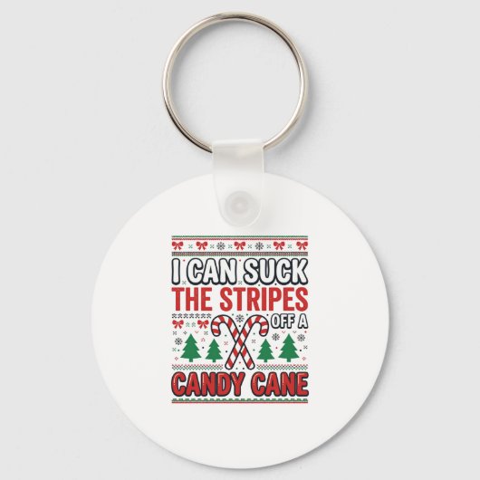Grappige Candy Cane Kersttrui Sleutelhanger (Voorkant)