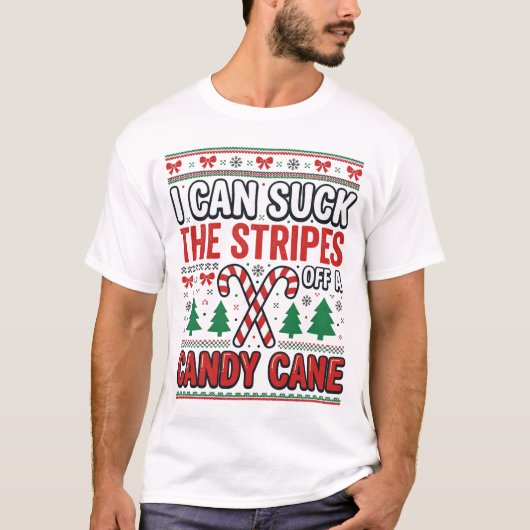 Grappige Candy Cane Kersttrui T-shirt (Voorkant)
