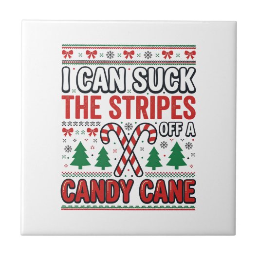 Grappige Candy Cane Kersttrui Tegeltje (Voorkant)