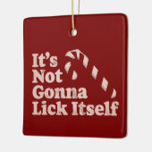Grappige Candy Cane Lick Zichzelf Kerstmis Keramisch Ornament (Links)