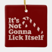 Grappige Candy Cane Lick Zichzelf Kerstmis Keramisch Ornament (Voorkant)