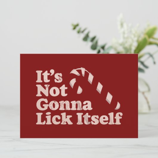 Grappige Candy Cane Likt Zichzelf Kerstmis Feestdagenkaart (Staand voorkant)