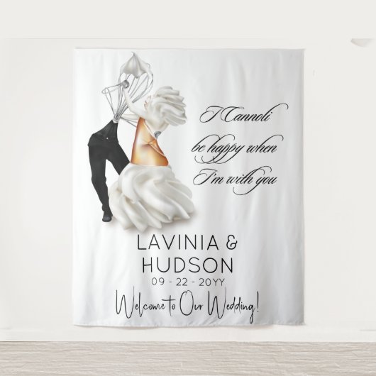 Grappige Cannoli Italiaanse bruiloft Wandkleed (Voorkant)