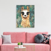 Grappige Canvas Gelukkige nieuwsgierige Llama - Sc (Insitu (Woonkamer))