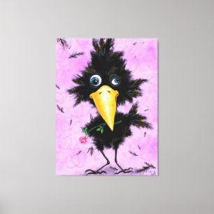 Grappige Canvas Print met In Love Crow