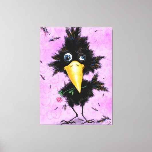 Grappige Canvas Print met In Love Crow (Voorkant)