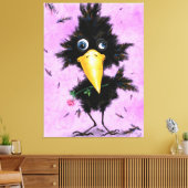 Grappige Canvas Print met In Love Crow (Insitu (Woonkamer))