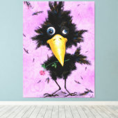 Grappige Canvas Print met In Love Crow (Insitu (Houten vloer))