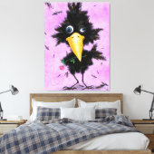 Grappige Canvas Print met In Love Crow (Insitu (Slaapkamer))