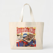 Grappige Canvas tas - Hardlopen op Koffie & Chaos (Voorkant)