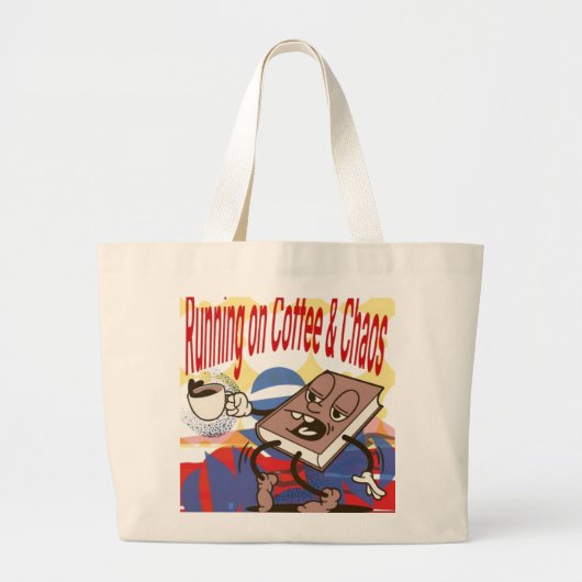 Grappige Canvas tas - Hardlopen op Koffie & Chaos (Voorkant)