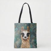 Grappige Canvas tas met Curious Llama (Voorkant)