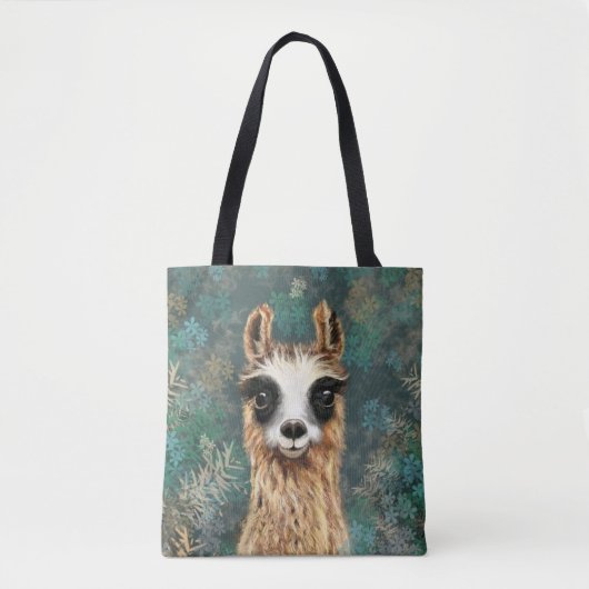 Grappige Canvas tas met Curious Llama (Voorkant)