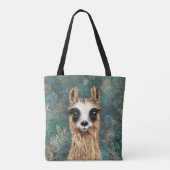 Grappige Canvas tas met Curious Llama (Achterkant)