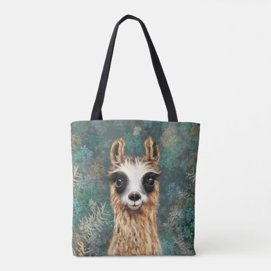Grappige Canvas tas met Curious Llama (Achterkant)