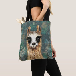 Grappige Canvas tas met Curious Llama