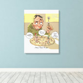 Grappige Canvasprint Filosofie Deep Dish Pizza Canvas Afdruk (Insitu (Houten vloer))